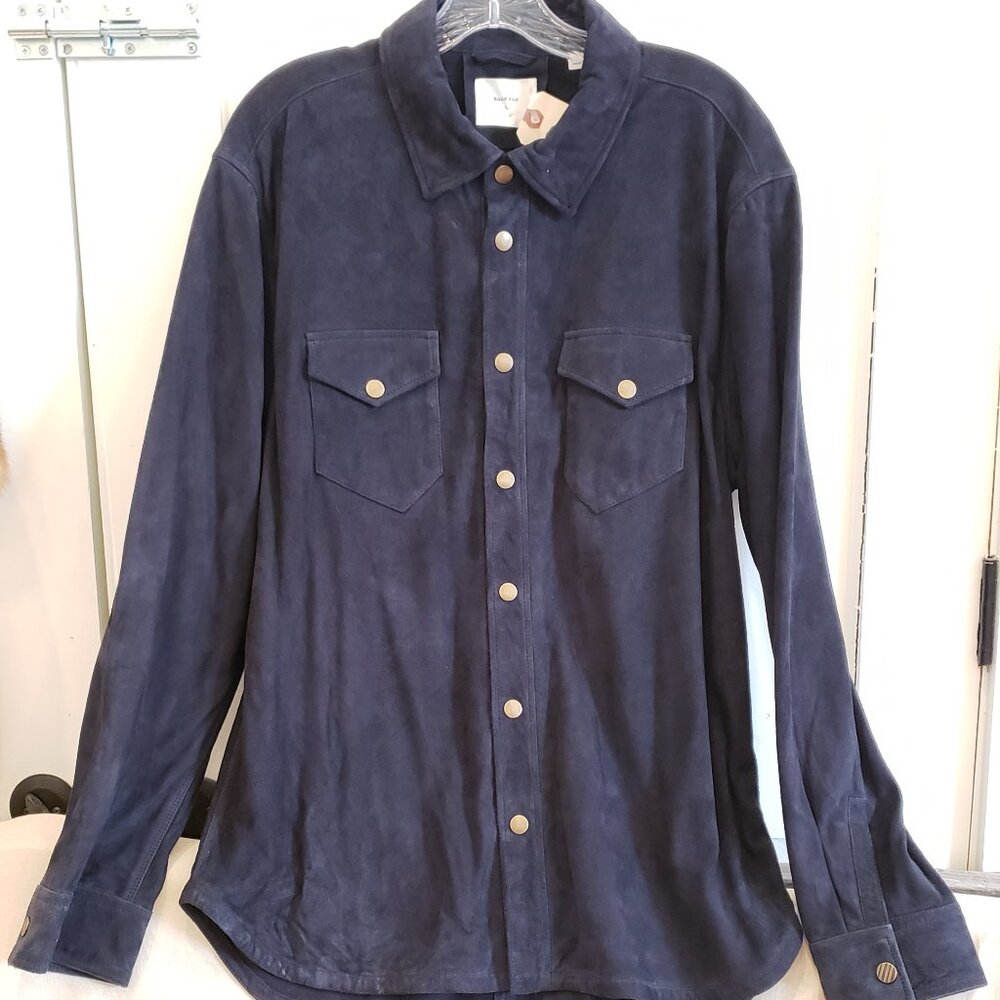 Men's Billy Reid Savoy suede workshirt in navy